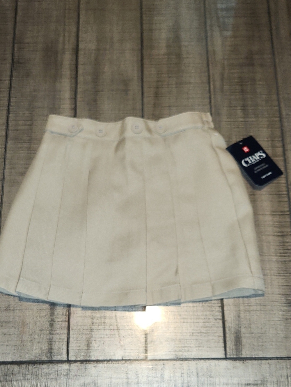NWT Chaps Khaki Pleated Skort with Button Waist